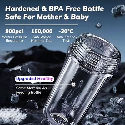 BPA Free Sediment Pre Filter with 40-300μm Filter Rating and 22 GPM Flow Rate in ABS Bottle