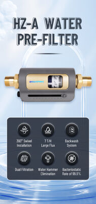 เครื่องกรองน้ำก่อนเข้าบ้านแบบแนวนอน HZ-A พร้อมไส้กรอง 40 ไมครอน และการล้างด้วยมือ