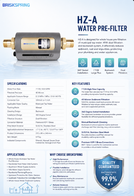 BriskSpring HZ-A 7 T/H 40 ไมครอน เต็มบ้านฝุ่นลวดล่วงหน้ากับการติดตั้ง 360 องศาหมุน
