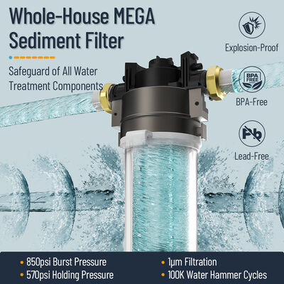 Compact Central Water Purifier with 15 L/min High Flow and Quick Replace Cartridge สําหรับการกรองน้ําทั้งบ้าน